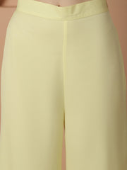 Lemon Yellow Double Breasted Organza Sleeves Top & Trouser Co-ord Set