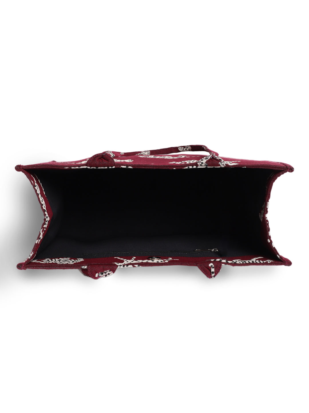 Maroon Jacquard Tiger Patterned Handbag
