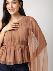 Mesh Top With One Side Sleeves