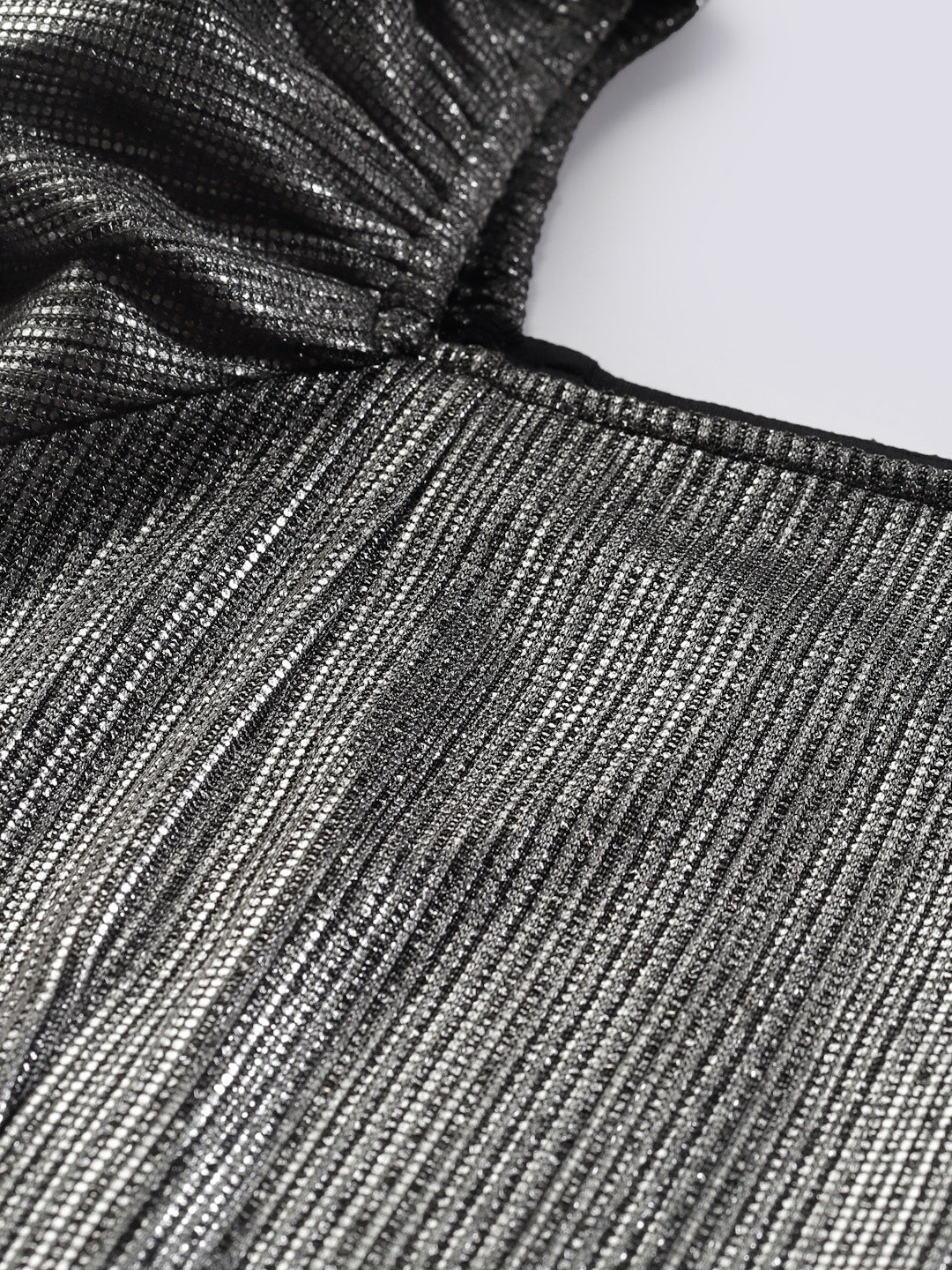 Metallic Puffed Sleeve Dress