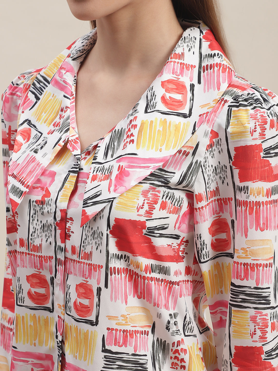 Multicoloured Printed Shirt With Pant Co-Ord Set