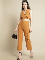 Mustard Crop Top With Pants