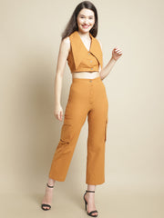 Mustard Crop Top With Pants