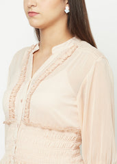 Nude Chiffon Smocking Dress
