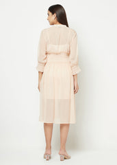 Nude Chiffon Smocking Dress