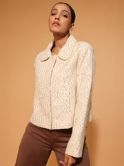 Off-White Jacket With Gold Sequins