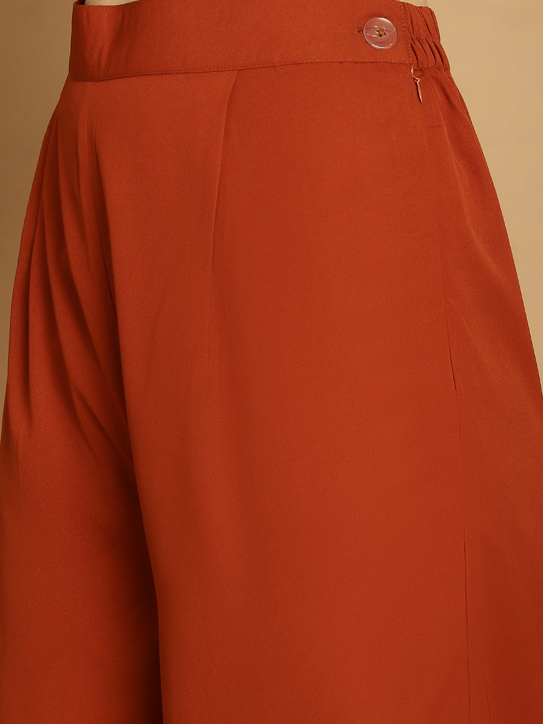 Brown Organza Frill Crop Top With Trouser