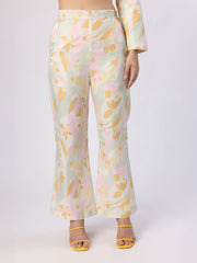 Pastel Abstract Printed Blazer-Trouser Set