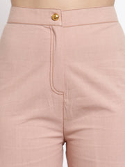Peach Shirt With Trouser Set