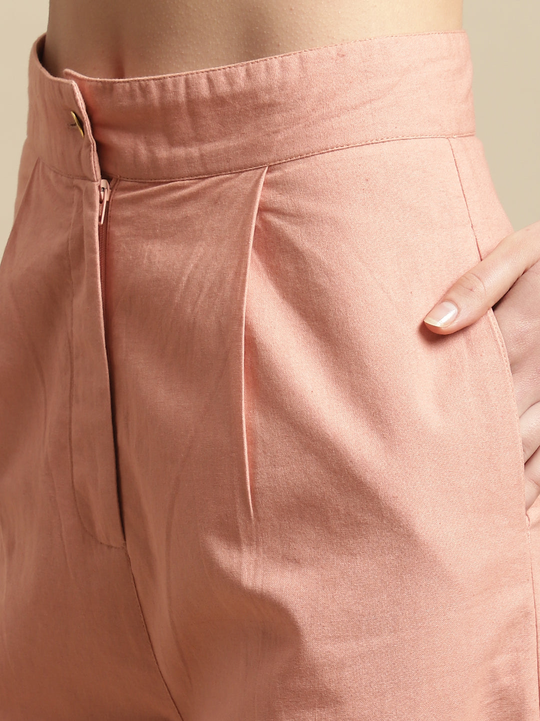 Peach Strappy Top With Long Pants Co-Ord Set