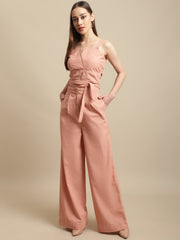 Peach Strappy Top With Long Pants Co-Ord Set