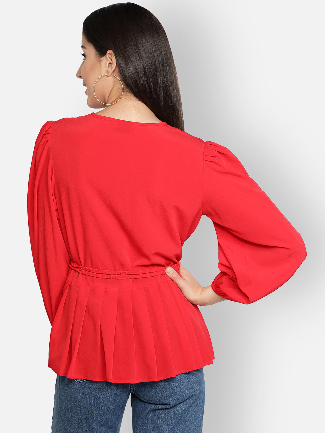 Peplum Top With Braided Belt