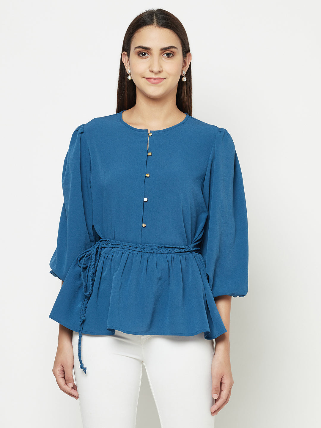 Peplum Top With Braided Belt