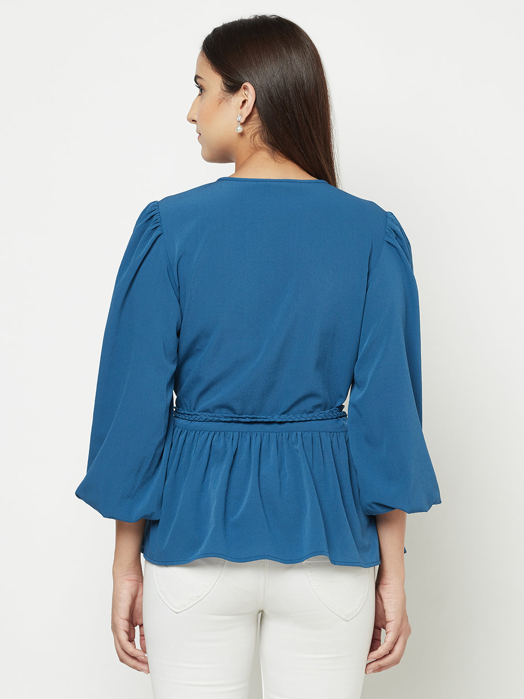 Peplum Top With Braided Belt
