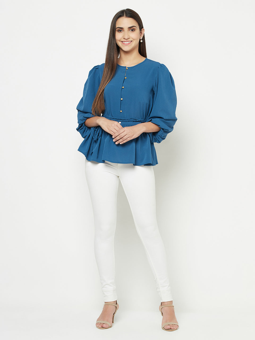 Peplum Top With Braided Belt