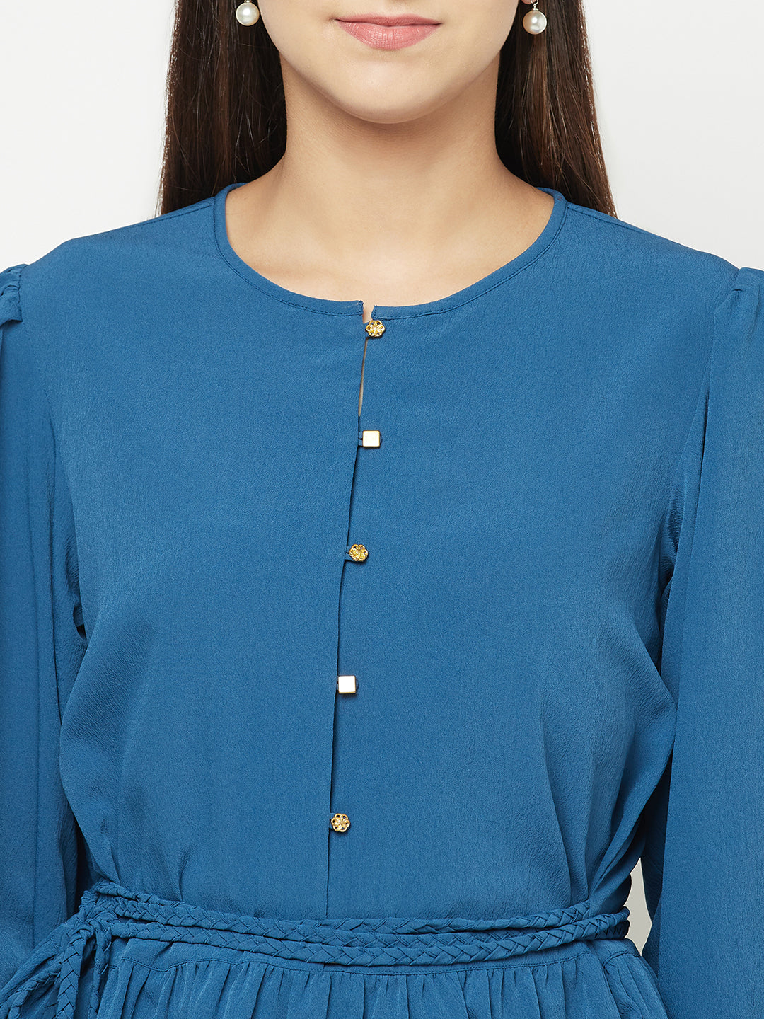 Peplum Top With Braided Belt