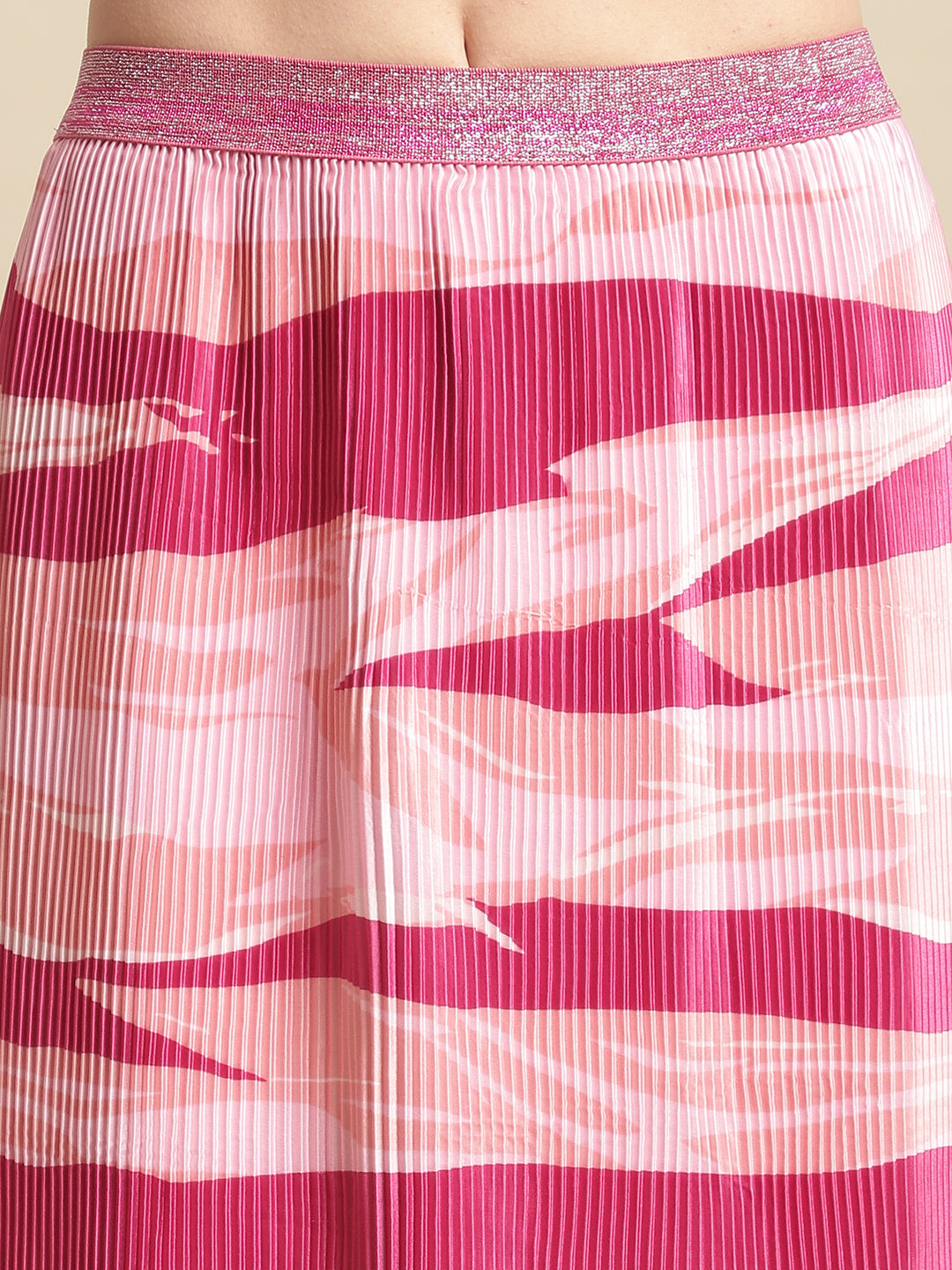 Pink Animal Printed Top With Skirt Co-Ord Set