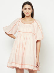Pink Contrast U-Lace Dress