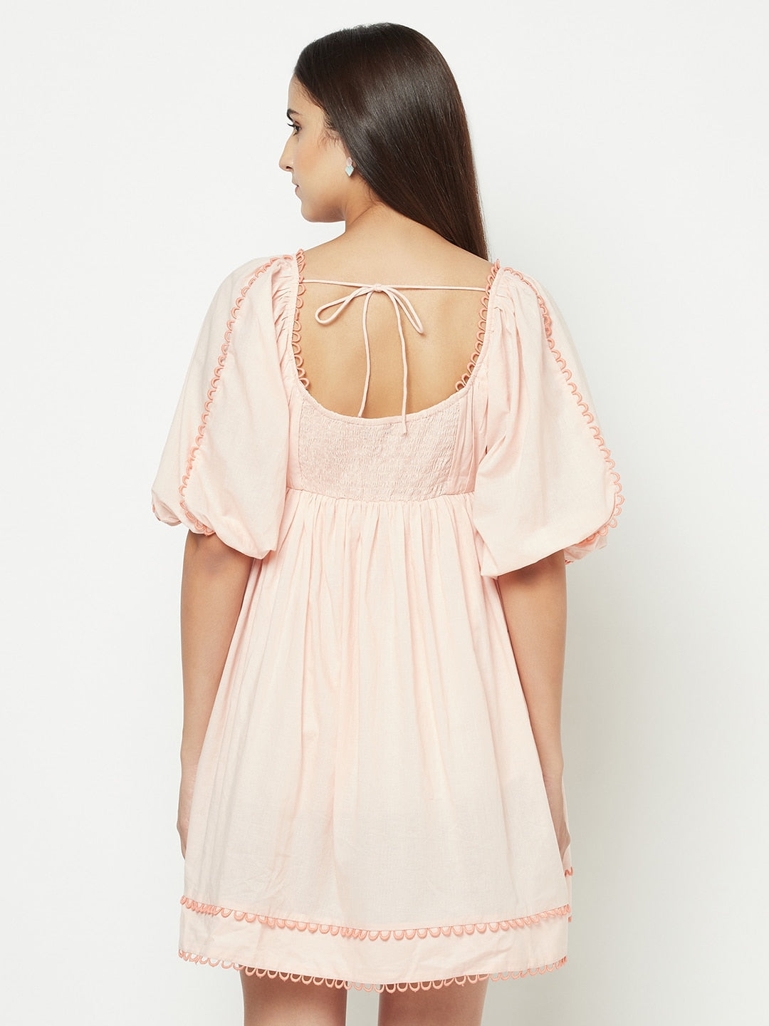 Pink Contrast U-Lace Dress