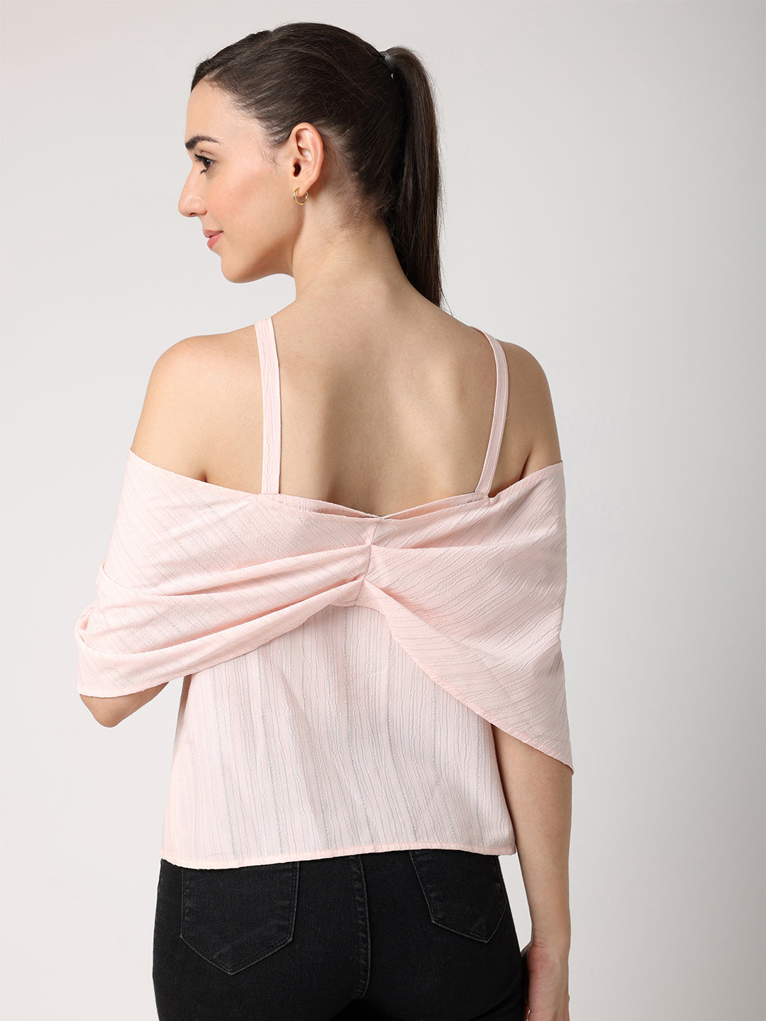 Pink Halter Neck Front Open Top