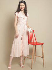 Pink Lurex Jumpsuit With Belt