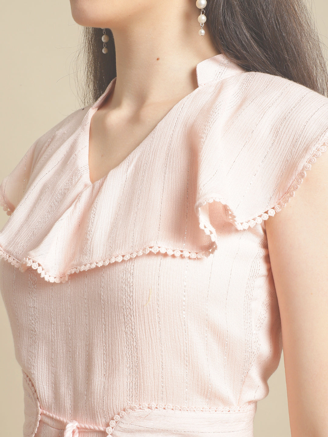 Pink Lurex Jumpsuit With Belt
