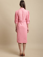 Pink Midi Shirt Dress