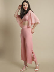 Pink Off-Shoulder Top With Trouser