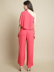 Pink Shoulder Drop Top With Trouser
