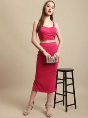 Pink Stone Straps With Skirt Co-Ord Set