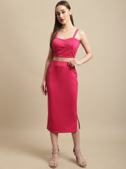 Pink Stone Straps With Skirt Co-Ord Set