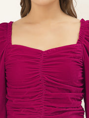 Pink Velvet Puffed Sleeve Top