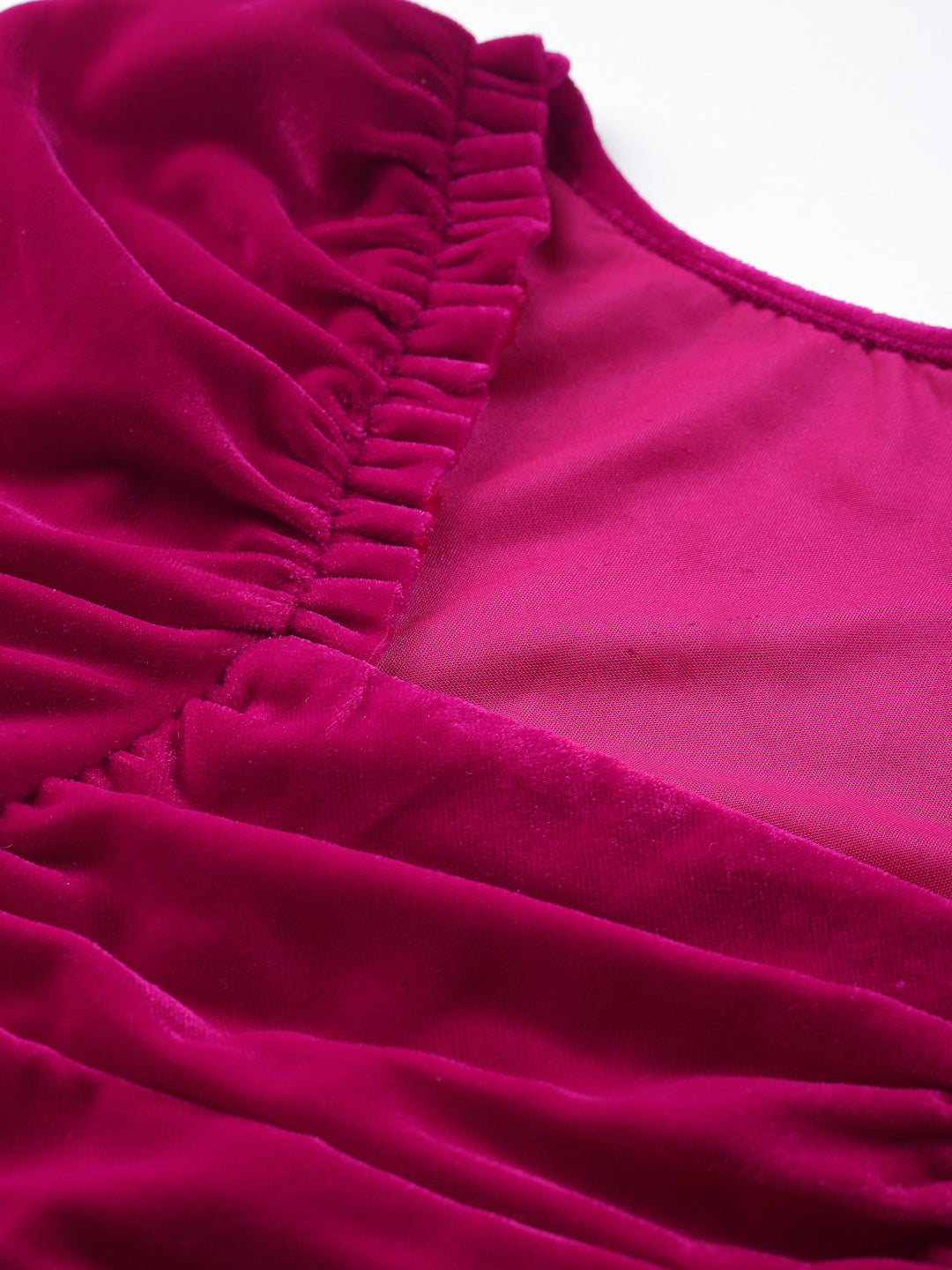 Pink Velvet Puffed Sleeve Top