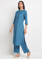 Pintucks Paisley Embroidered Kurti