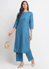 Pintucks Paisley Embroidered Kurti