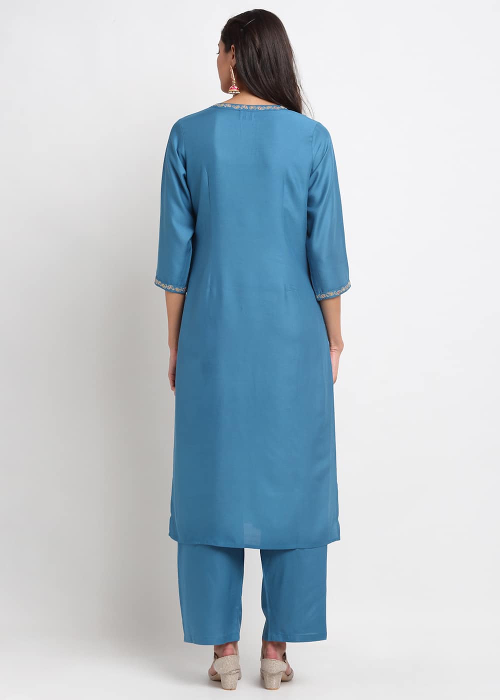 Pintucks Paisley Embroidered Kurti
