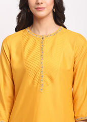 Pintucks Paisley Embroidered Kurti