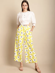 Printed Trouser With White Top Co-Ord Set