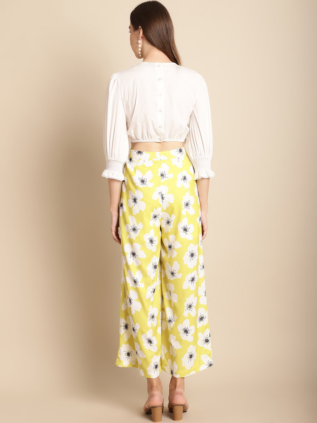 Printed Trouser With White Top Co-Ord Set