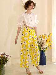 Printed Trouser With White Top Co-Ord Set