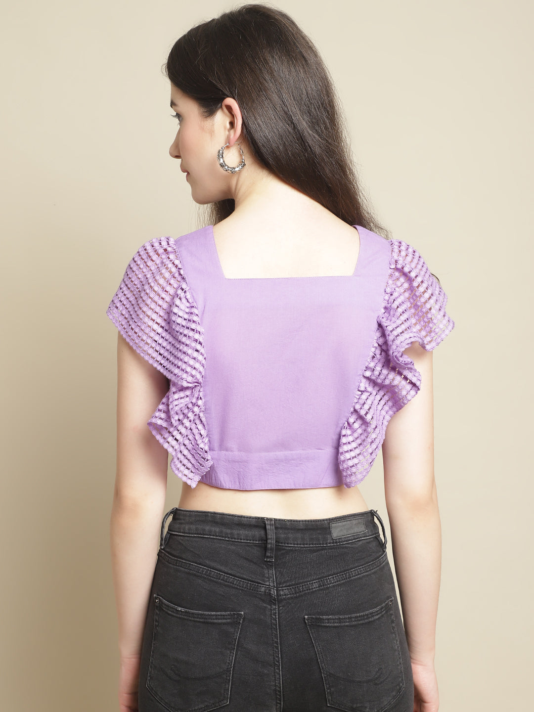 Purple Pleated Crop Top