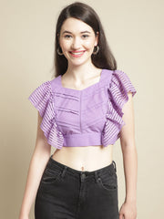 Purple Pleated Crop Top
