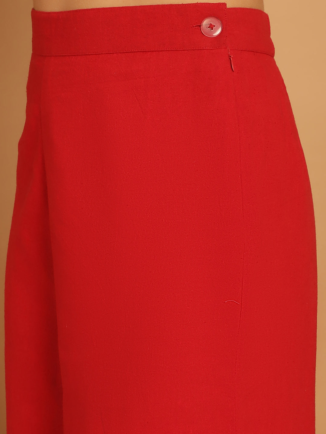 Red High Neck Zipper Detail Co-ord set
