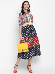 Scarf Printed Tier Dress