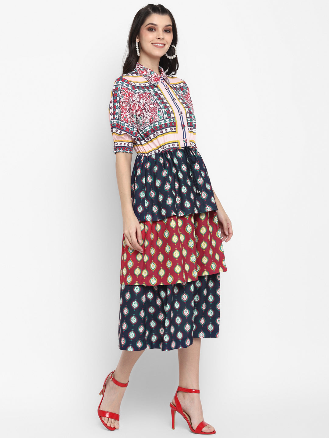 Scarf Printed Tier Dress