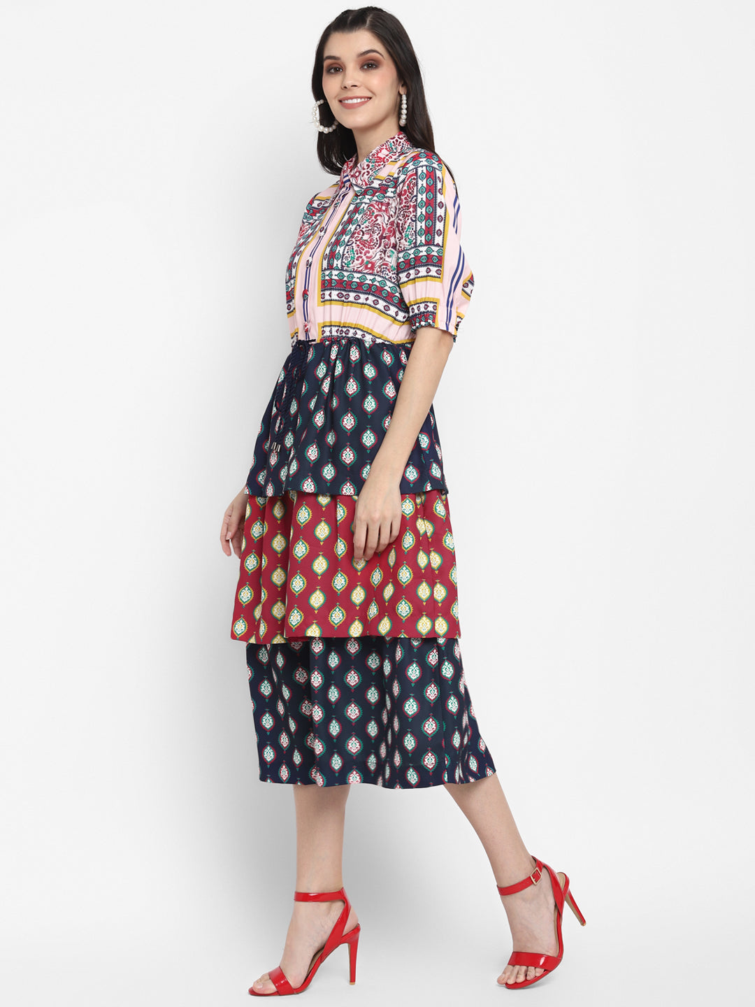 Scarf Printed Tier Dress