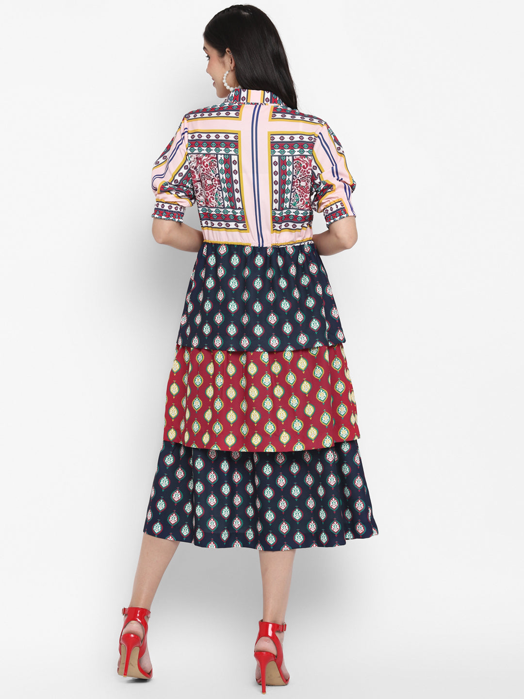 Scarf Printed Tier Dress