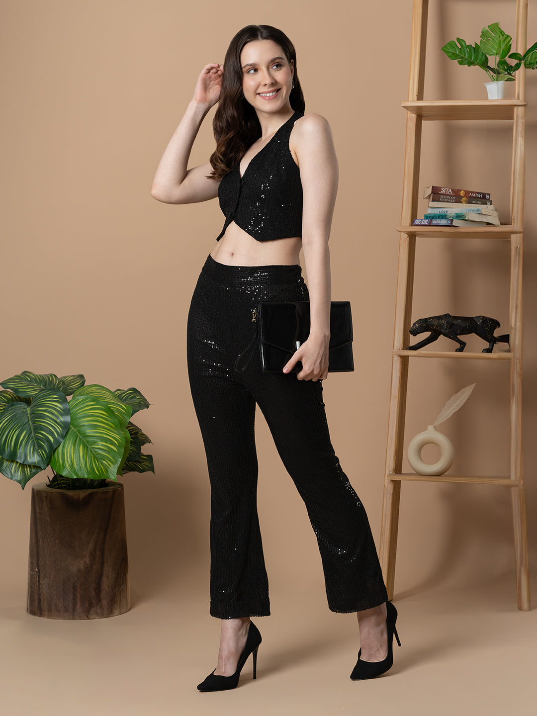 Sequined Cropped Vest and Trouser