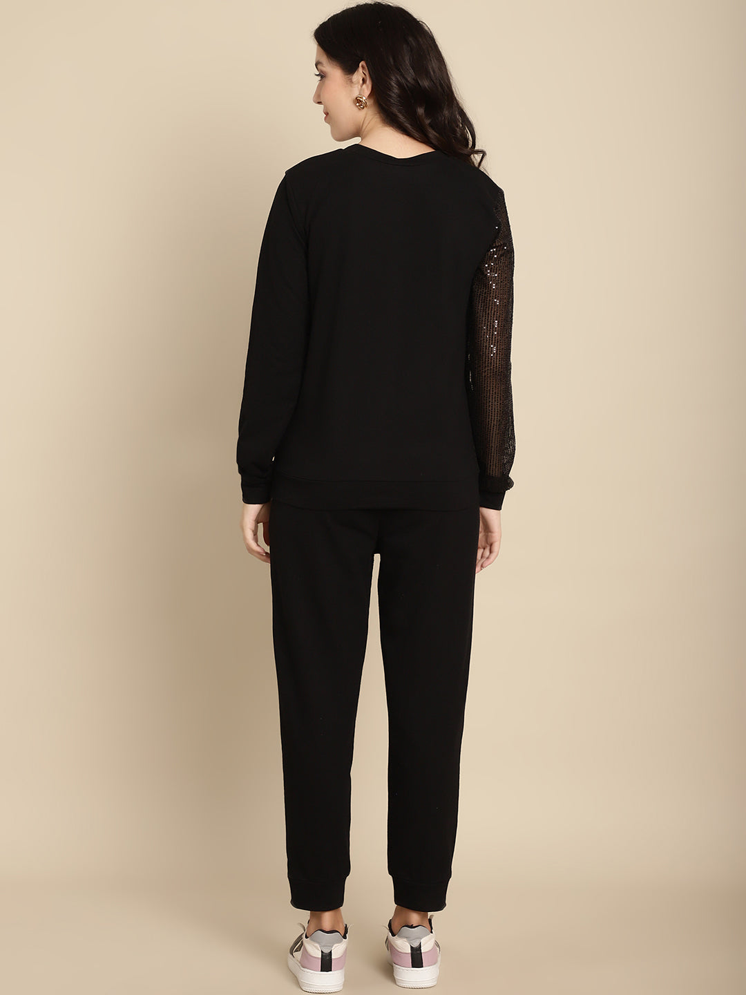 Sequined Cut-Out Sweatshirt Jogger Set