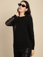 Sequined Cut-Out Sweatshirt Jogger Set